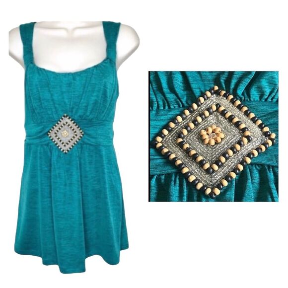 Speechless Embellished Beaded Tank Top Flowy Tie Back Sz XL - Picture 1 of 10